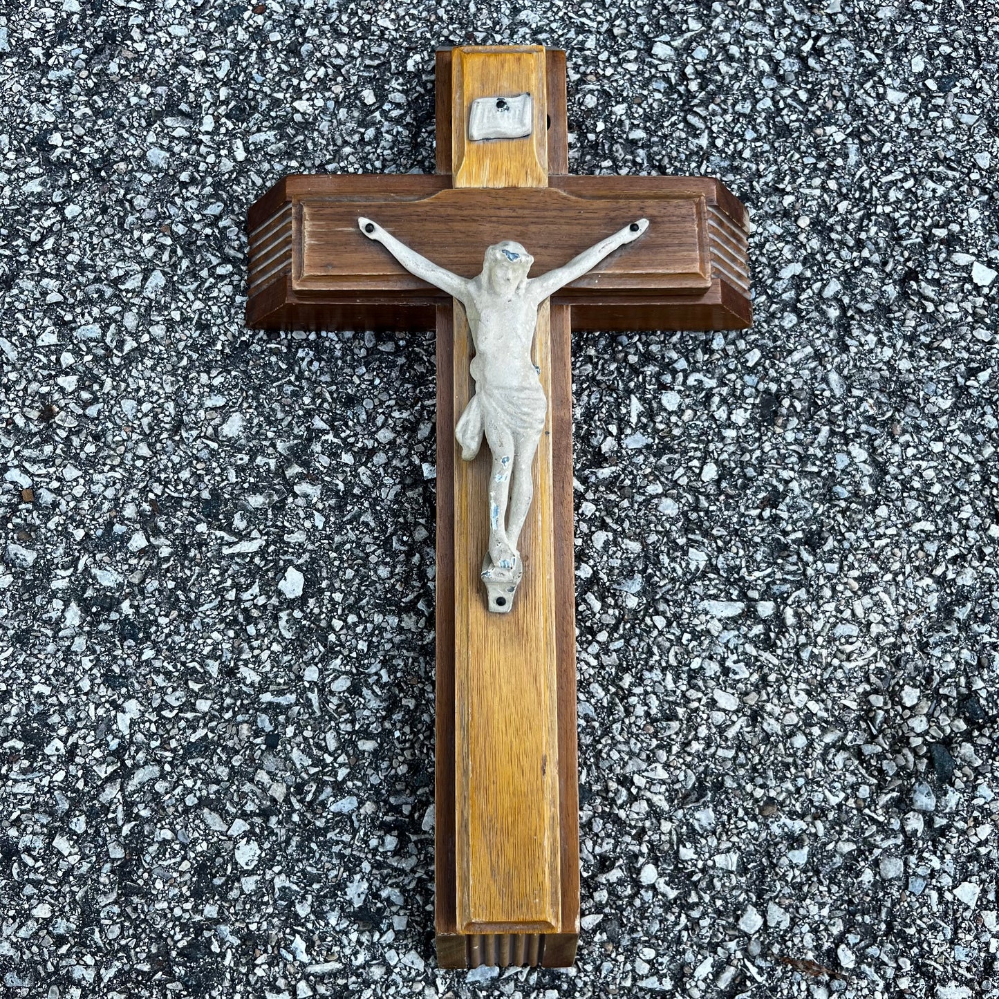 Vintage wooden sick call crucifix.