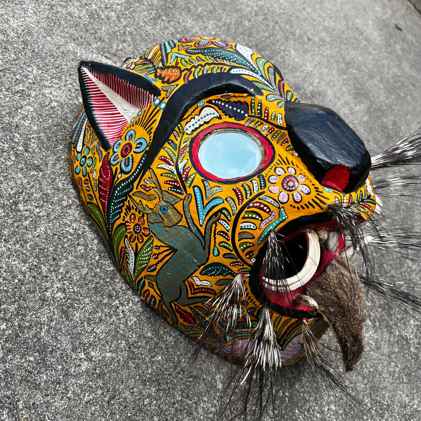 Vintage Danza Del Tigre jaguar mask.