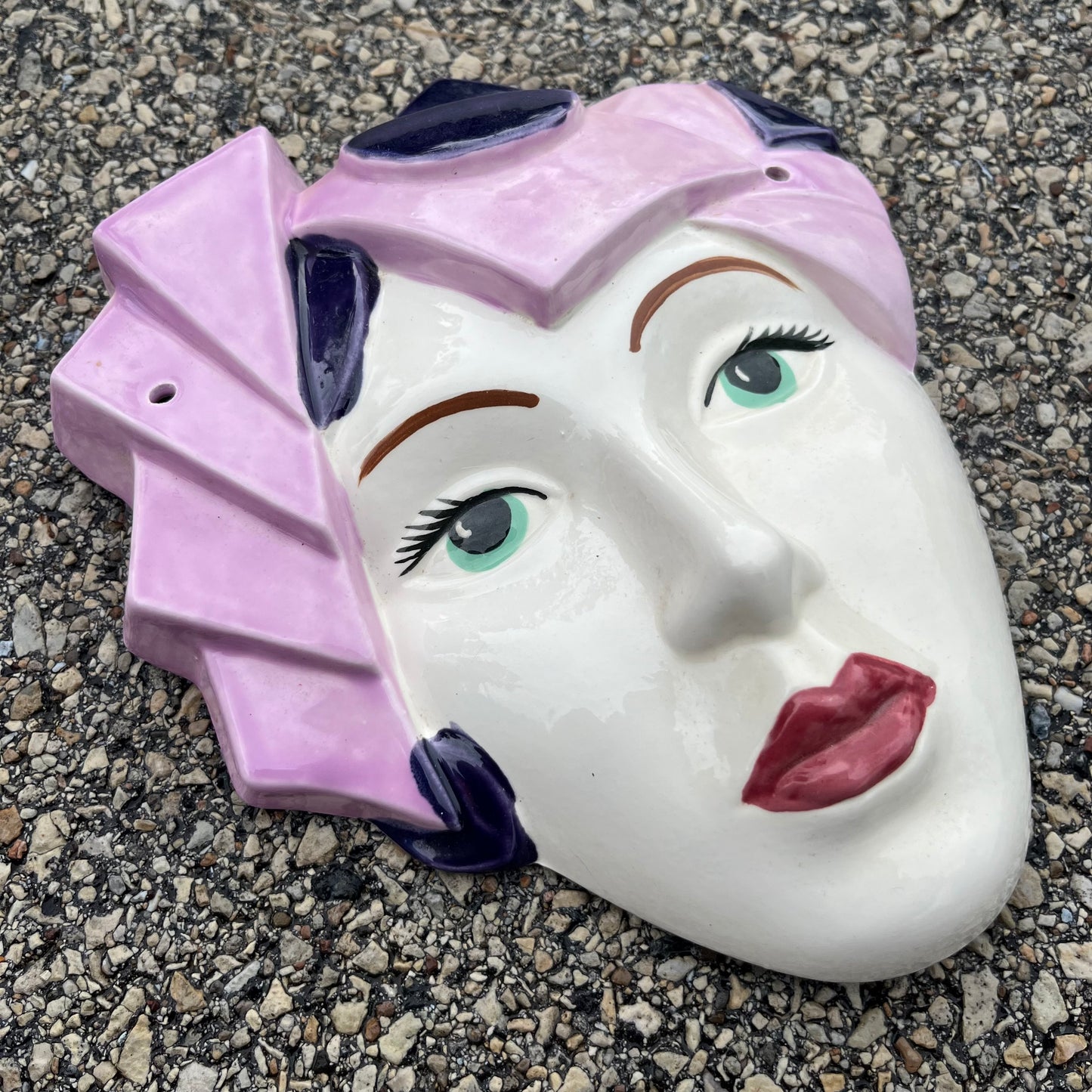 1980s Ceramic deco mask.