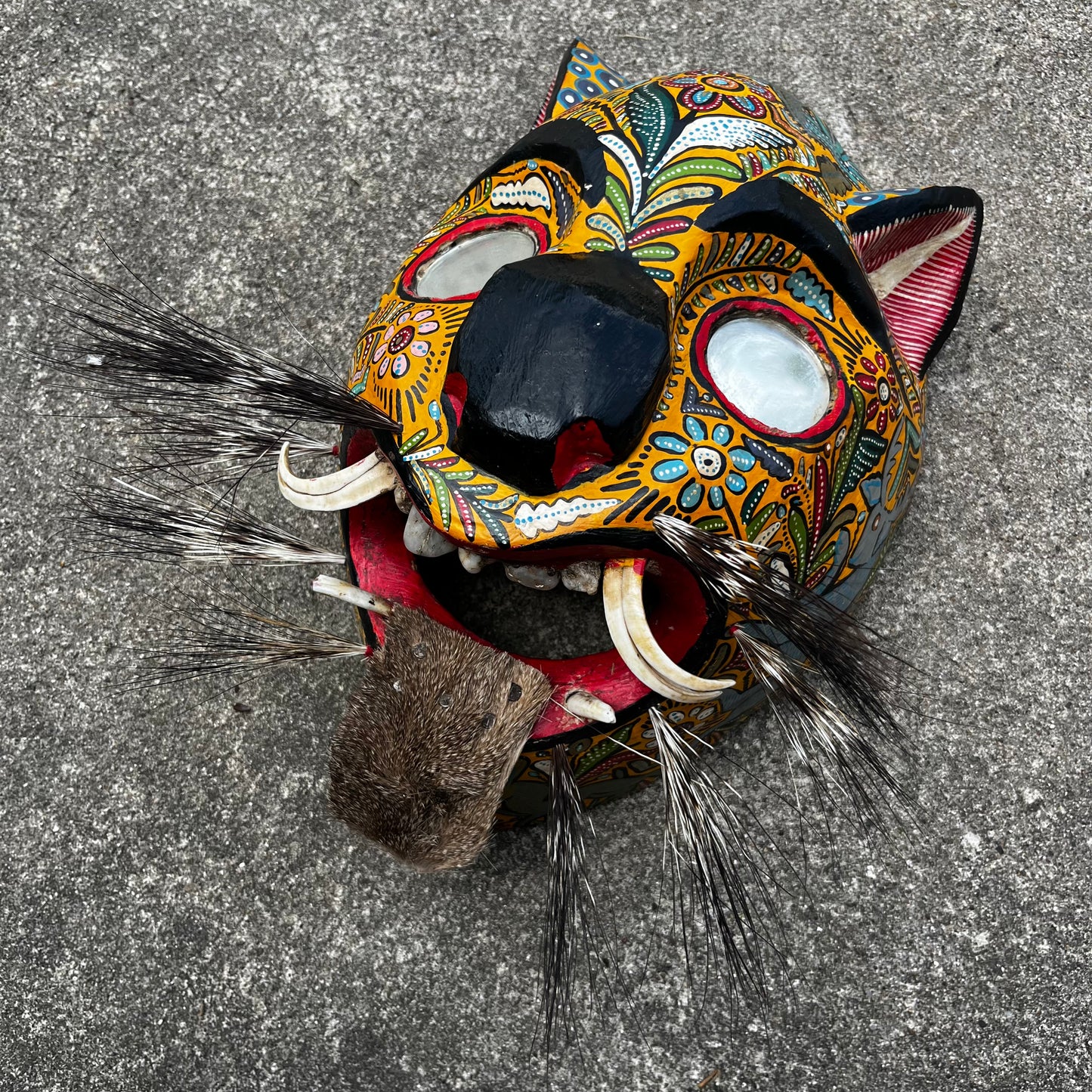 Vintage Danza Del Tigre jaguar mask.