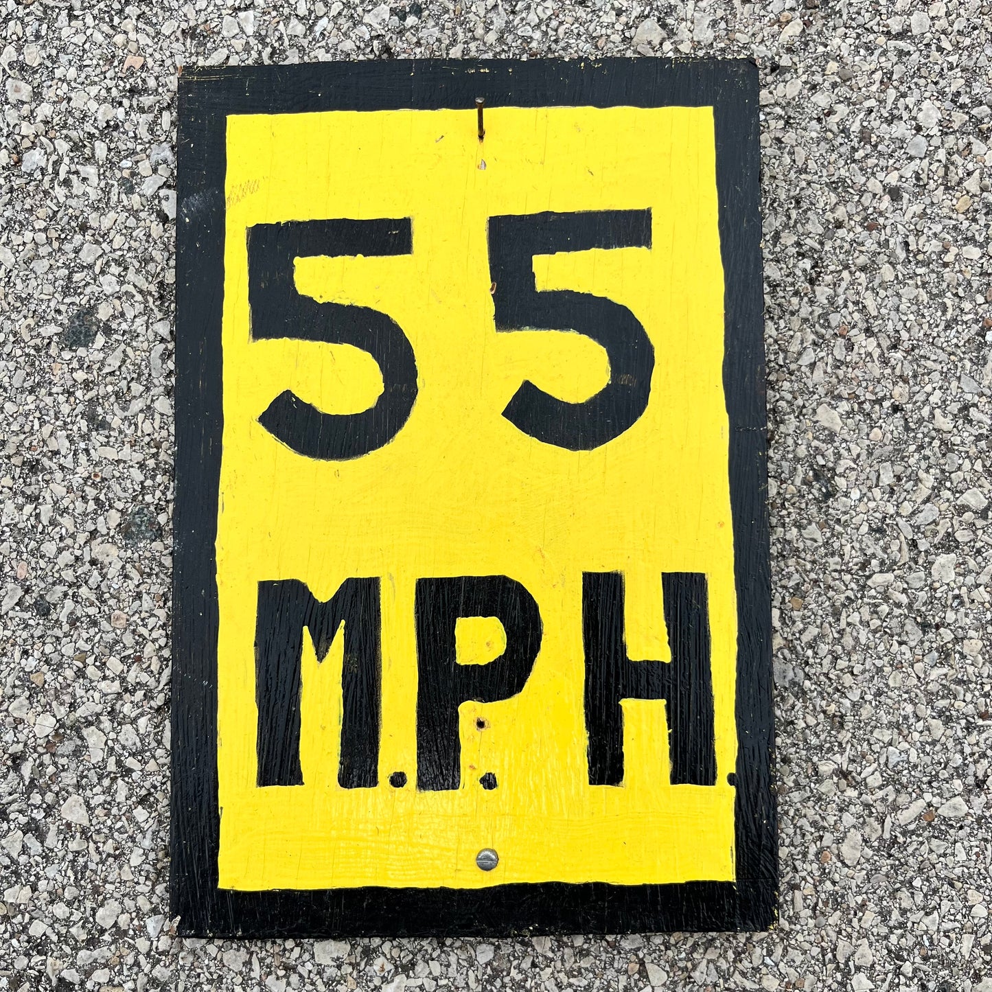 1980s Wooden 55 MPH sign.