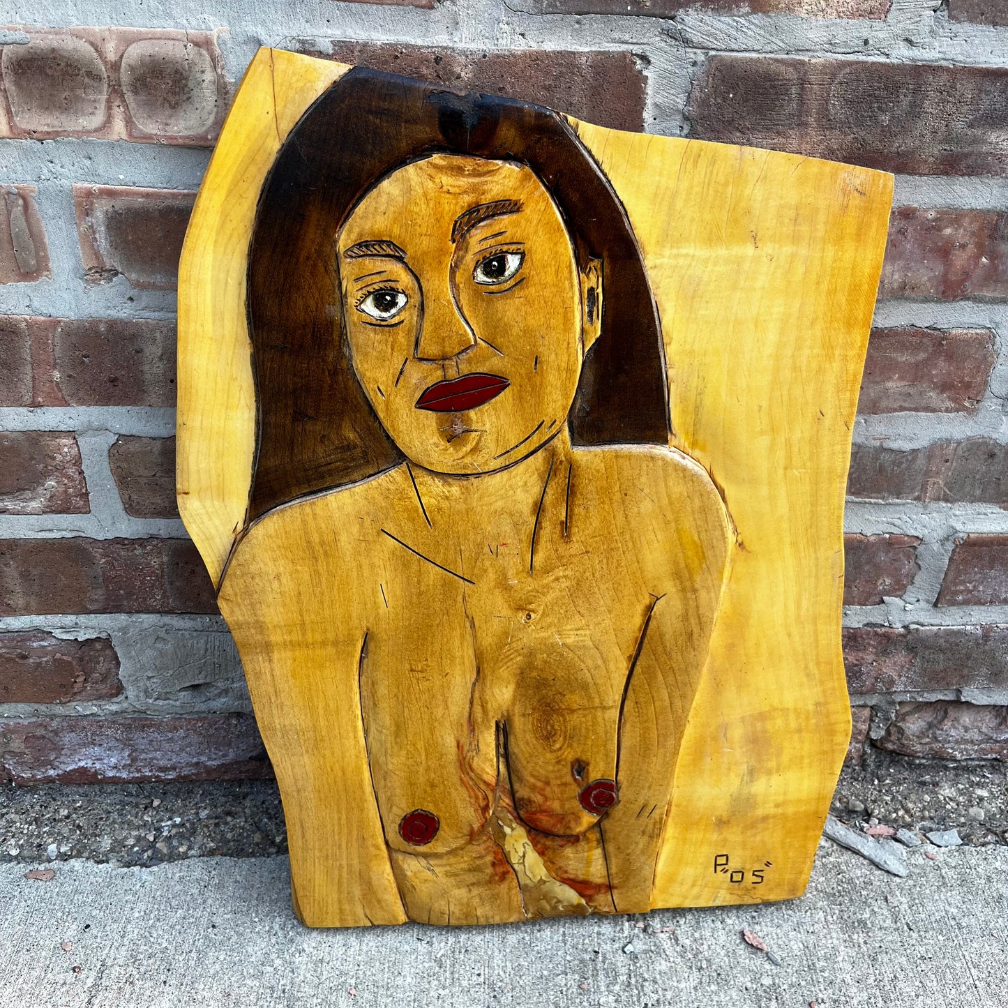Vintage double sided hand carved women.