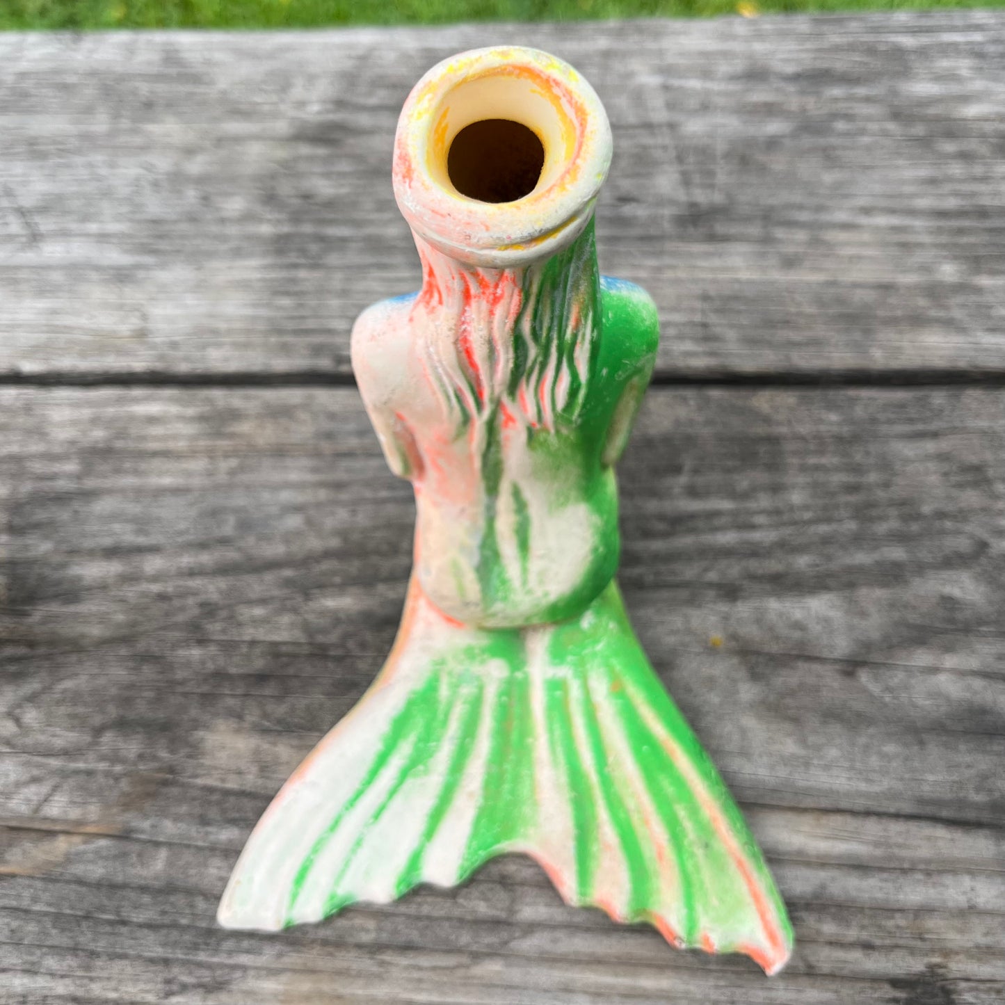 Vintage chalkware mermaid vase.