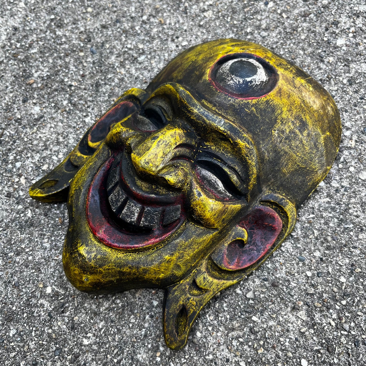 Vintage Nepali “Hotei” laughing Bhudda mask.