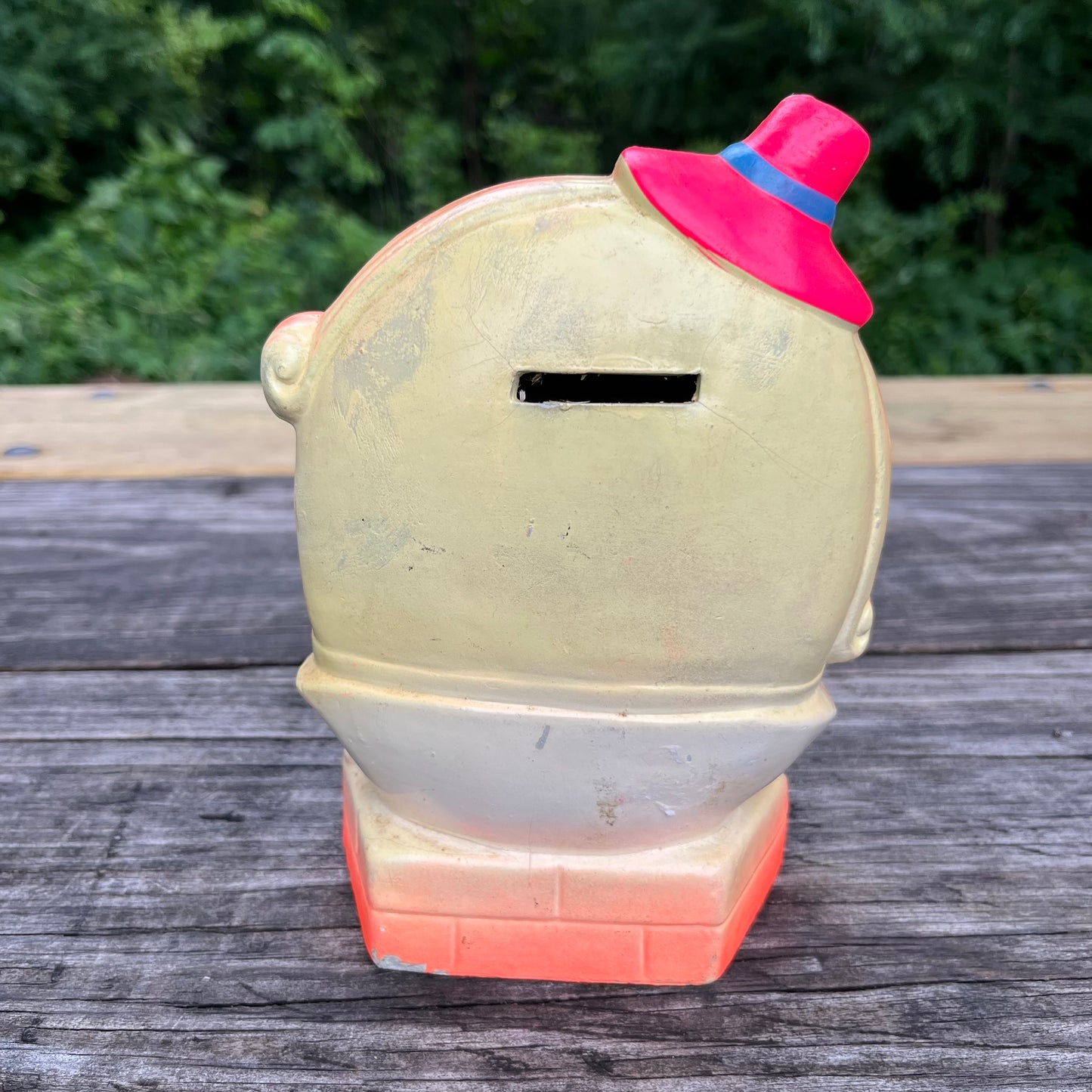 1970s Paper mache Humpty dumpty coin bank.