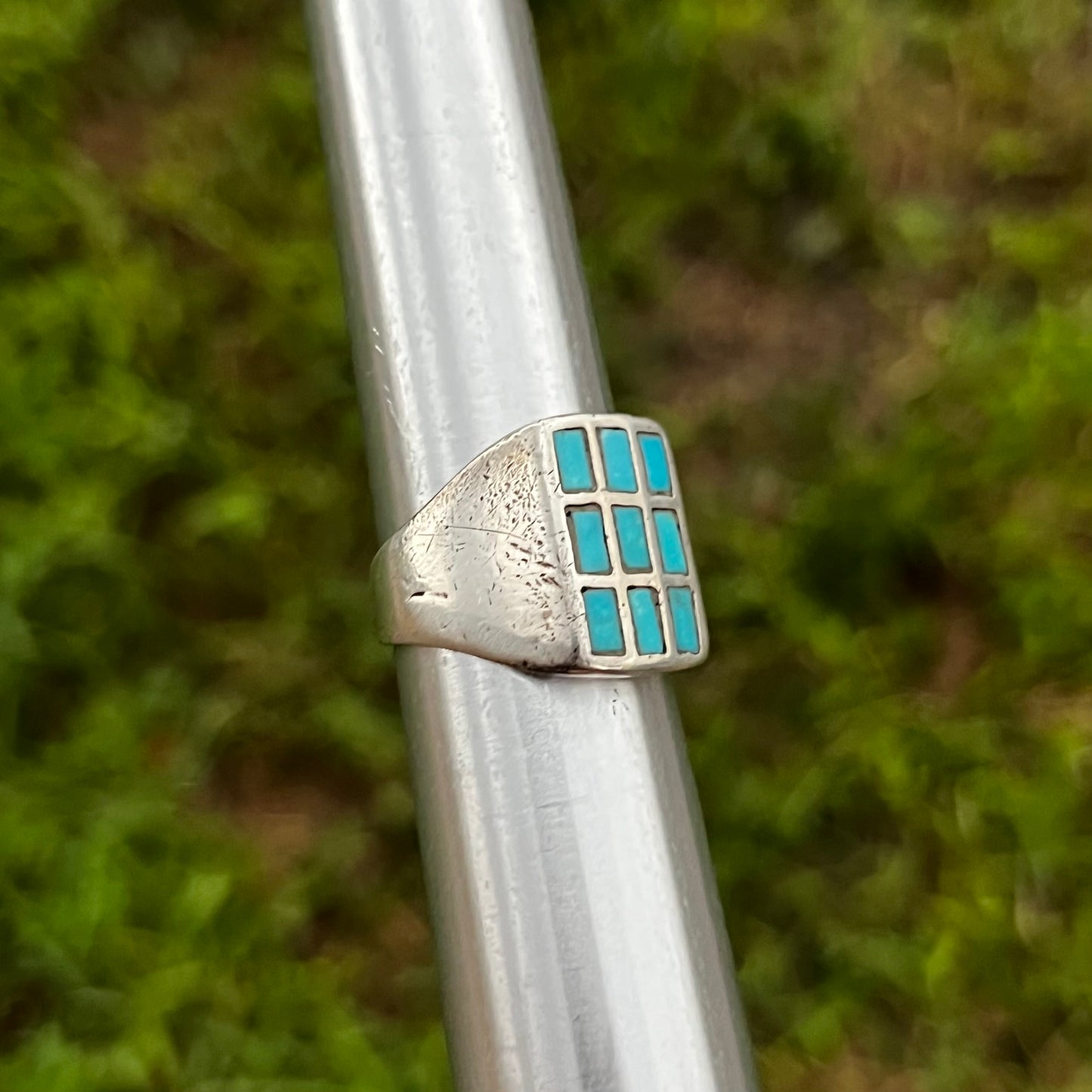 Vintage Sterling silver turquoise stacker ring. Size 7.75.