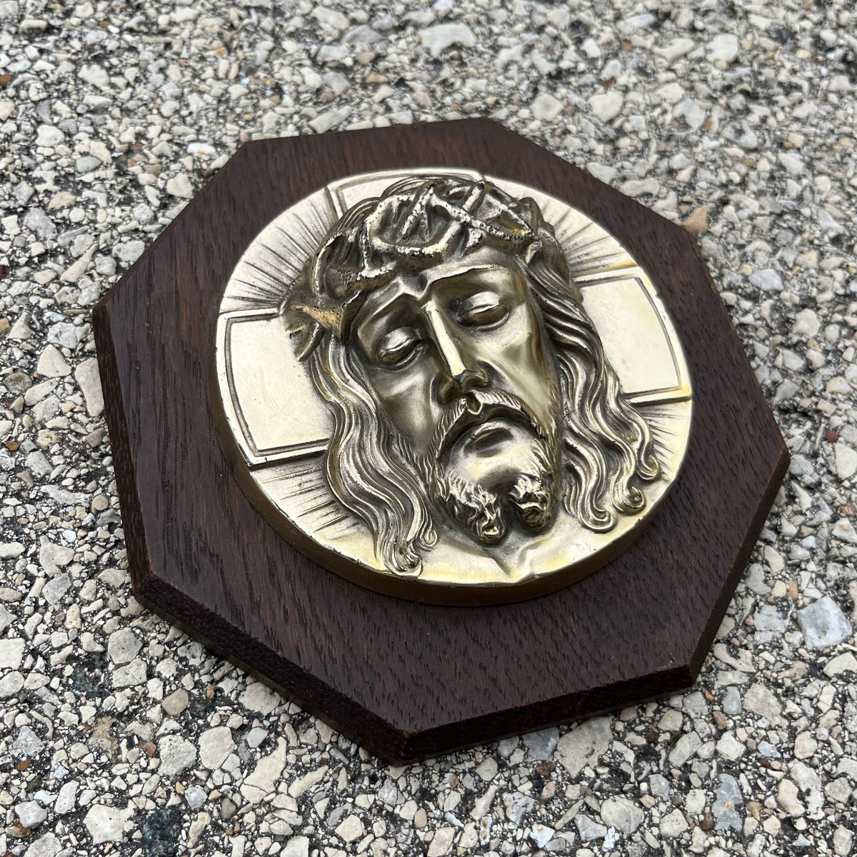 Vintage German crown of thorns plaque.