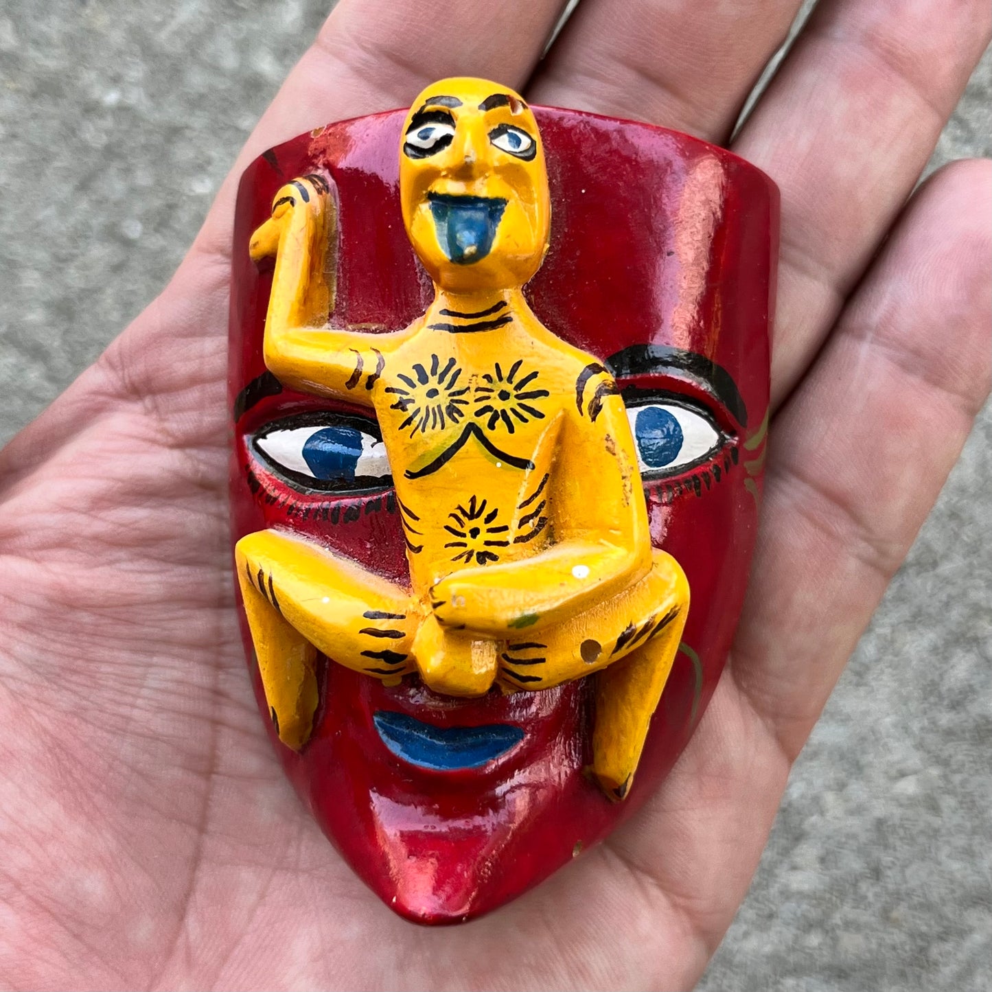Vintage naughty yellow man mask.