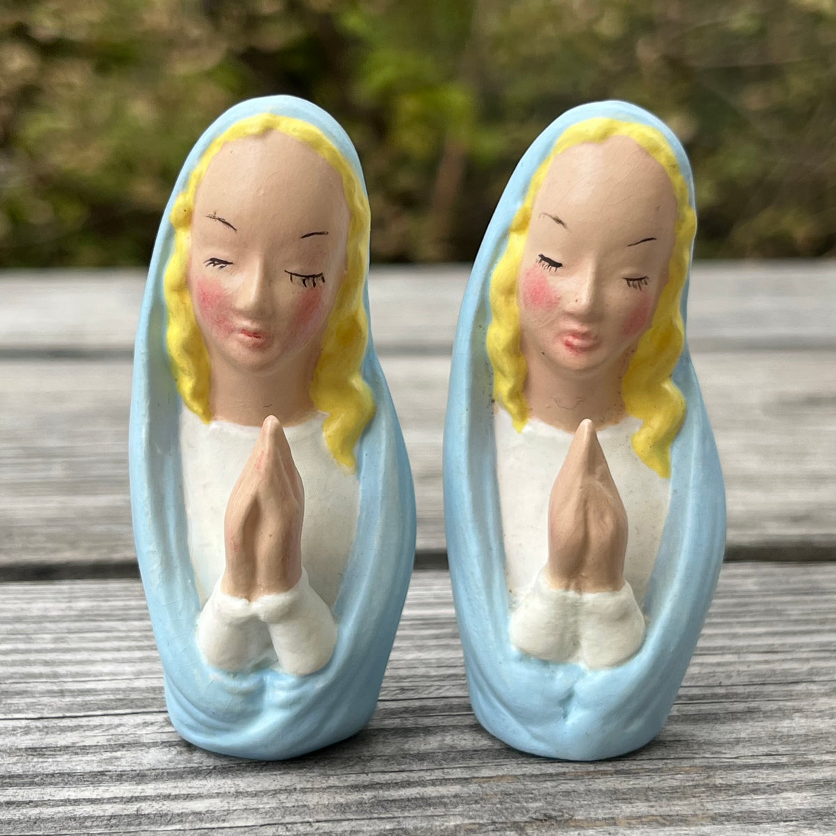 Vintage Mother Mary salt n’ pepper shakers.