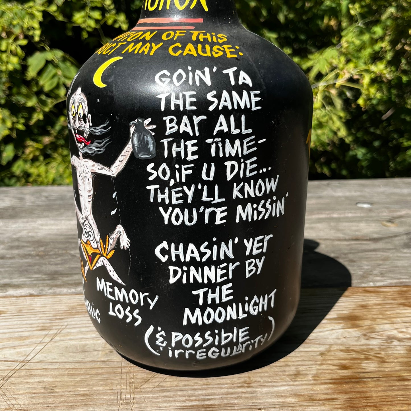 90s Hand painted Moonshine jug.