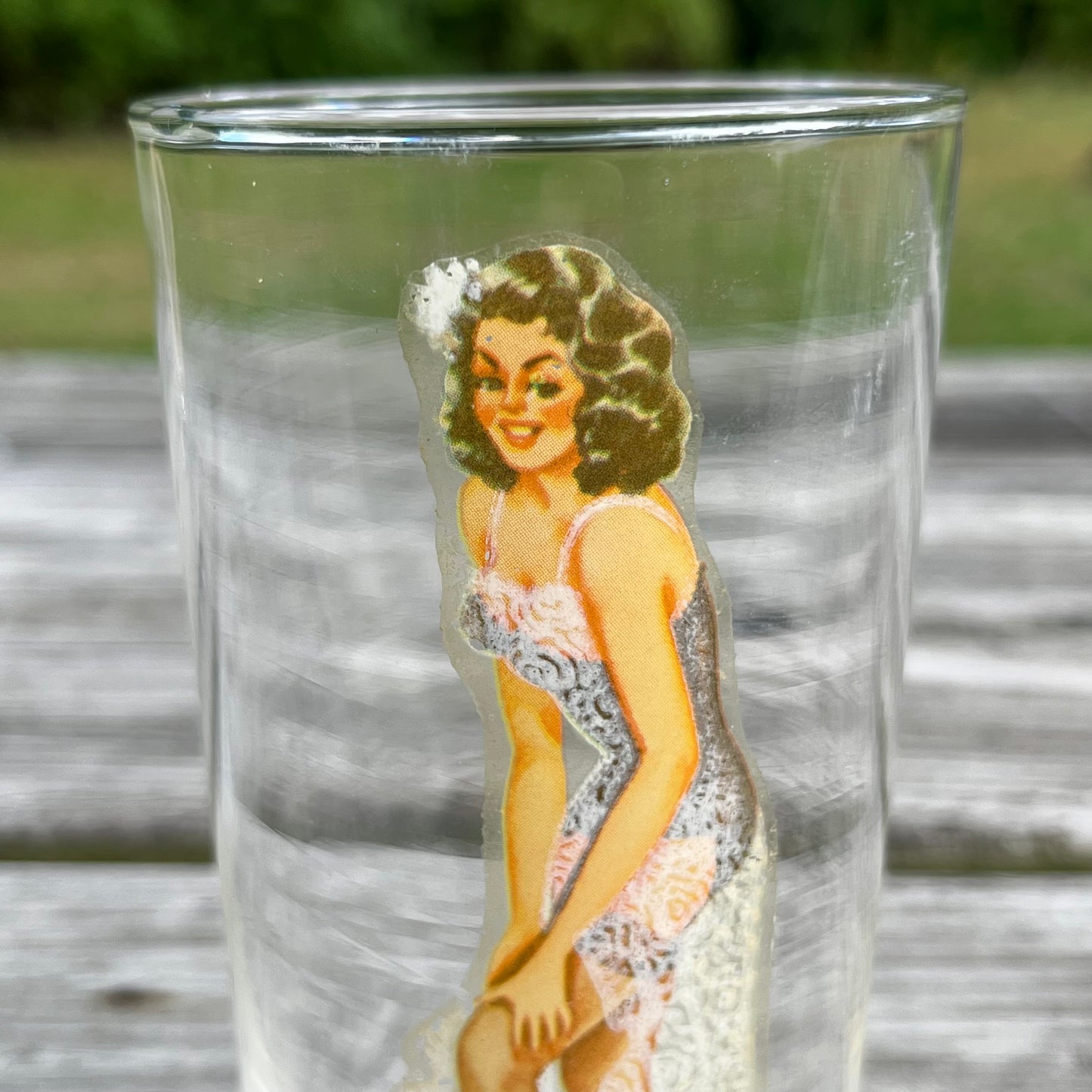 1940s Pin up Peakaboo glass.