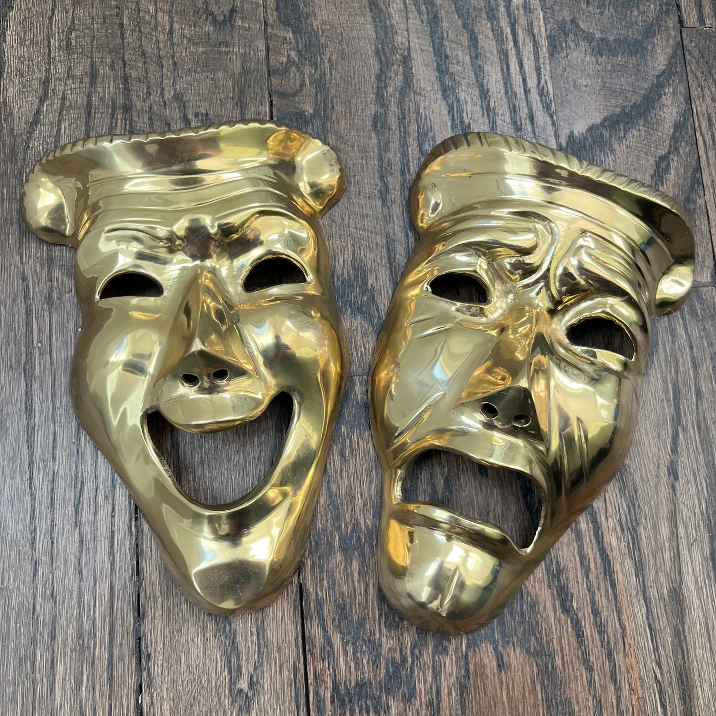 Vintage brass drama masks.