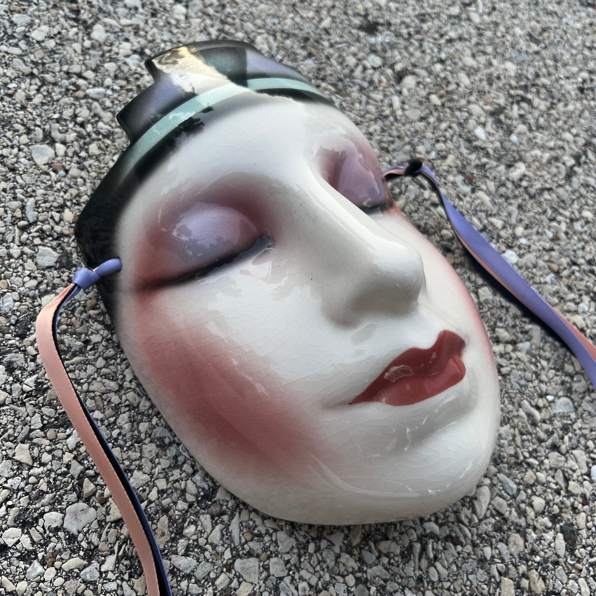 1980s Ceramic clay art mask.