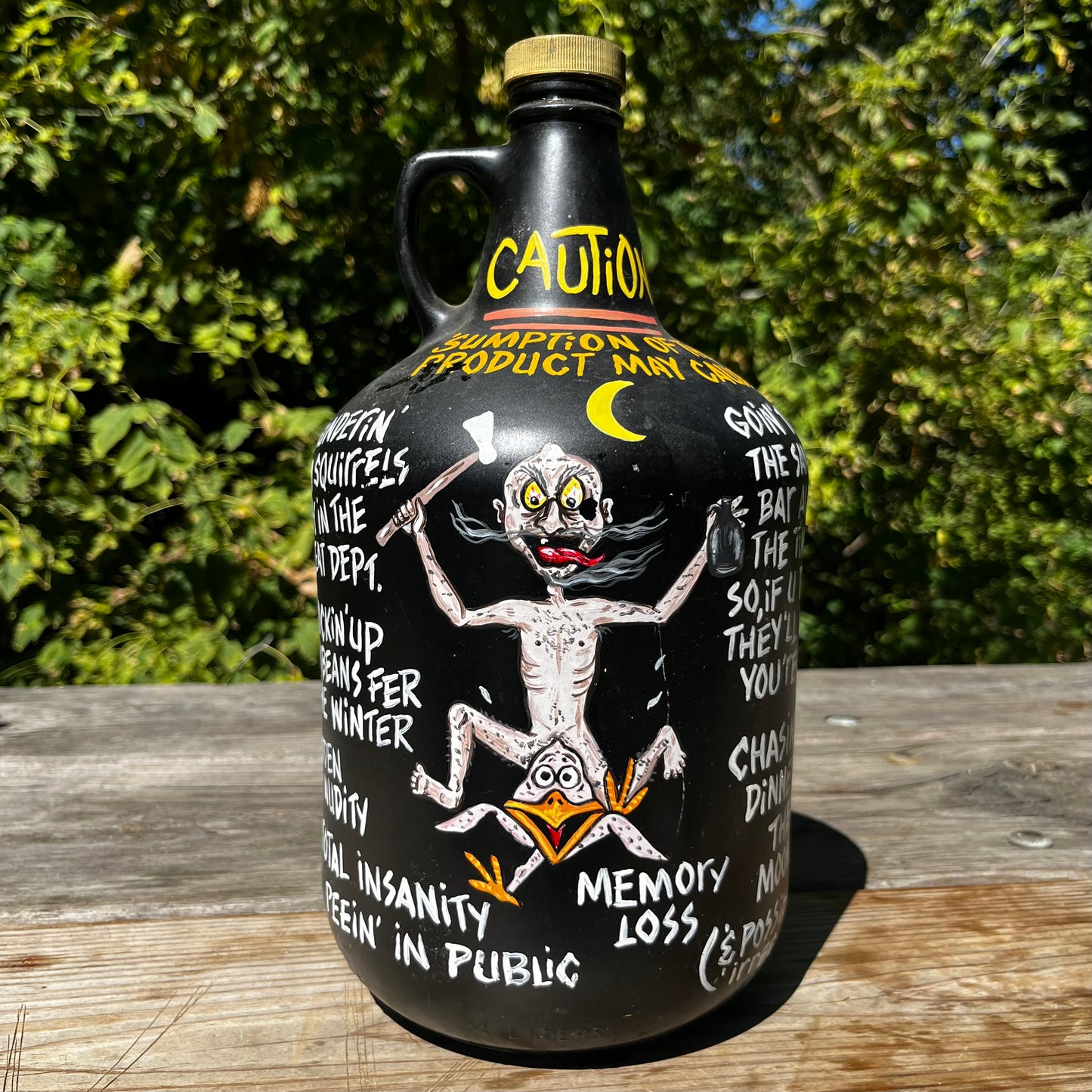 90s Hand painted Moonshine jug.