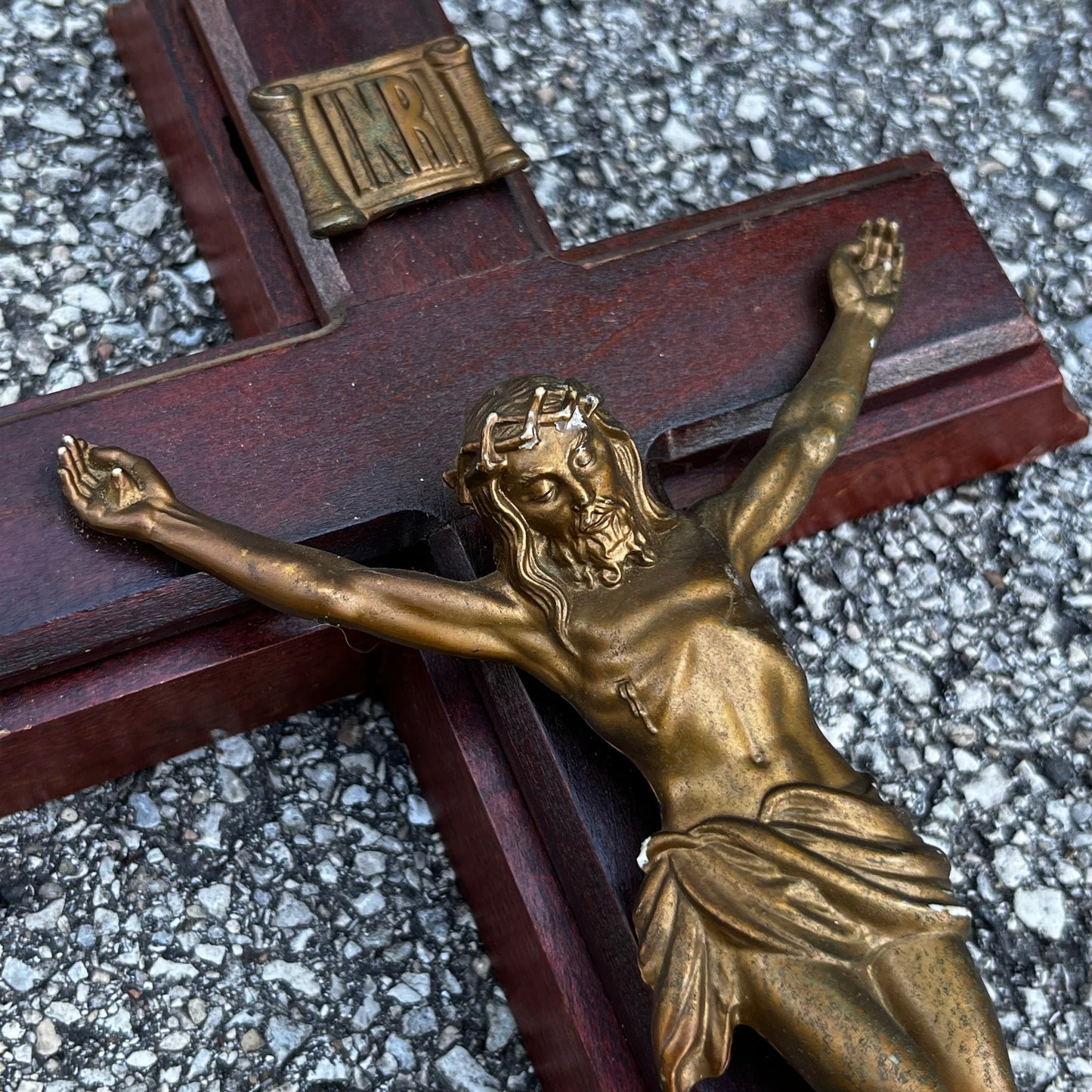 Vintage wooden sick call crucifix.