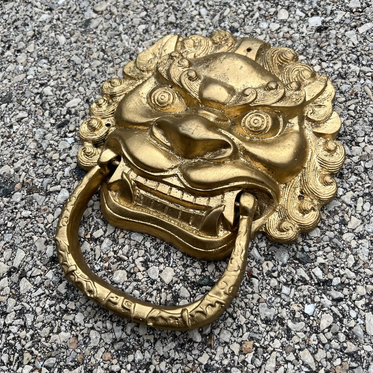 Vintage metal Foo dog door knocker.