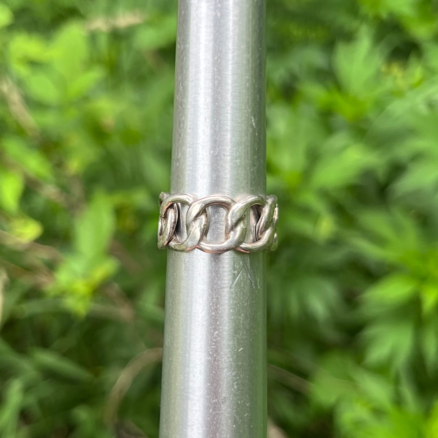 Vintage Sterling silver chain ring. Size 8.75.