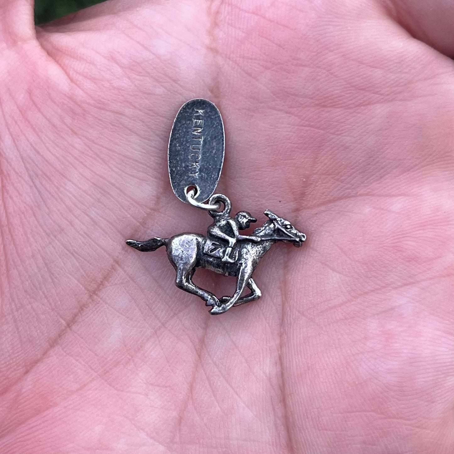 Vintage Sterling silver horse jockey charm.