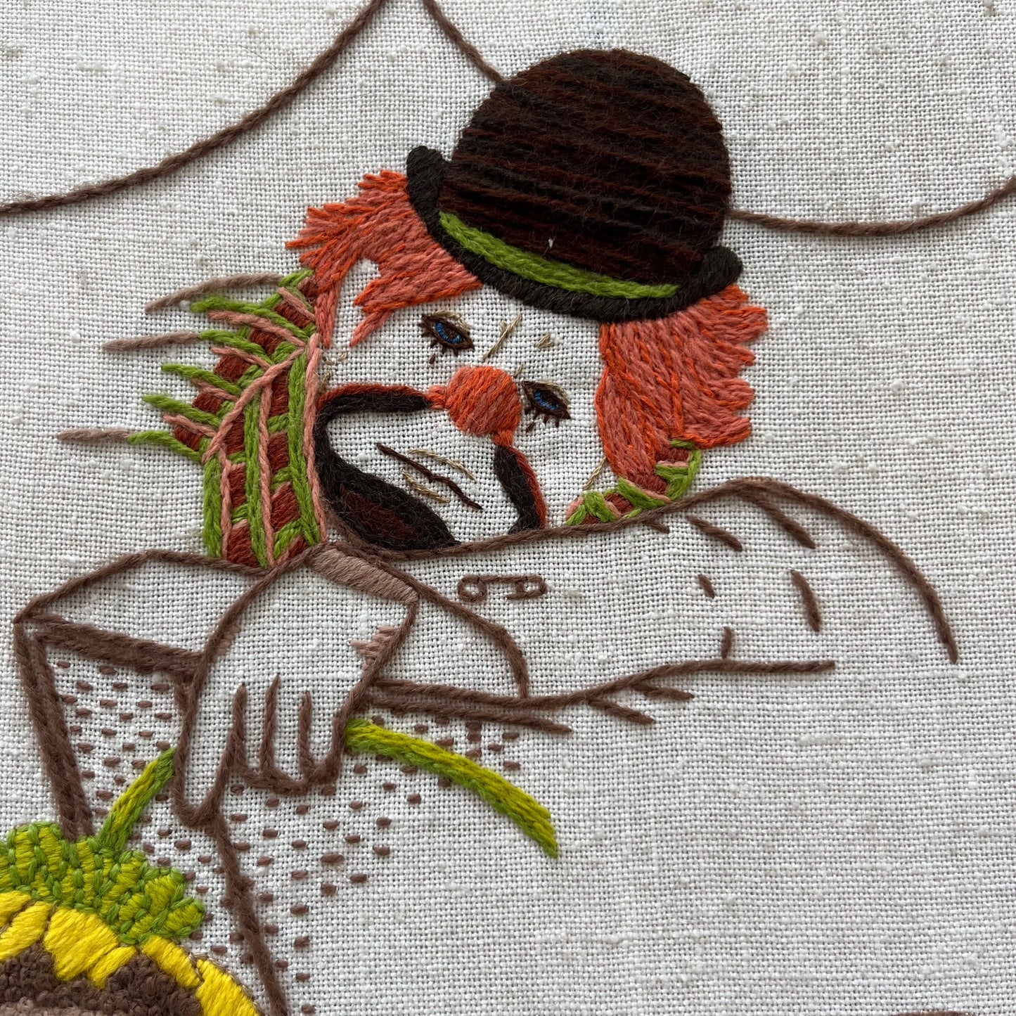 1980s Needlepoint clown.
