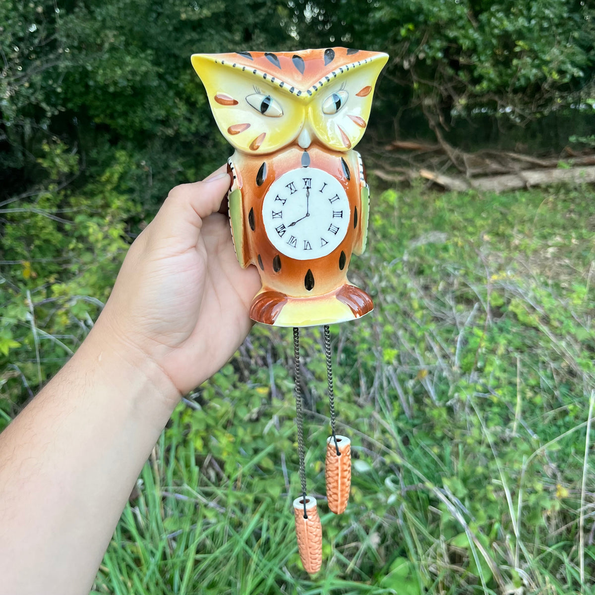 Vintage Owl clock wall pocket.