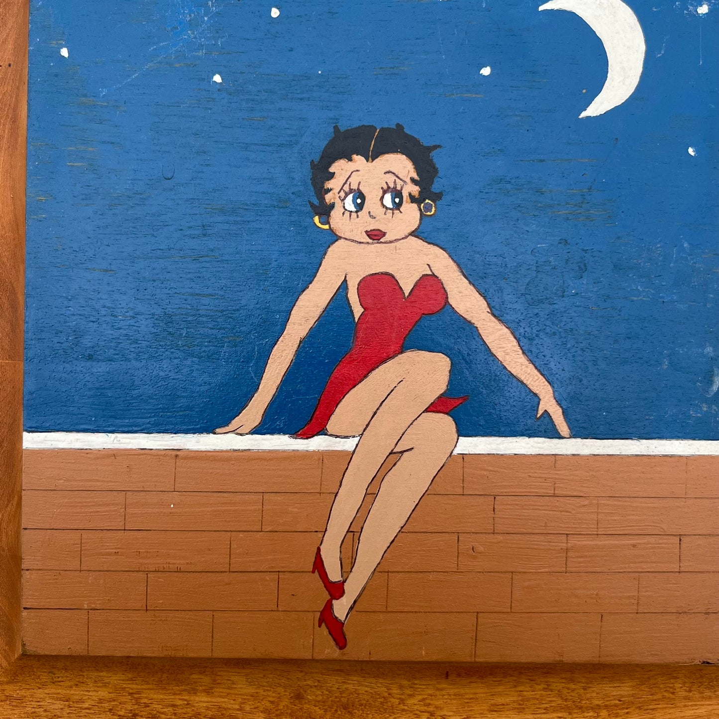 1989 Hand painted Betty Boop plaque.