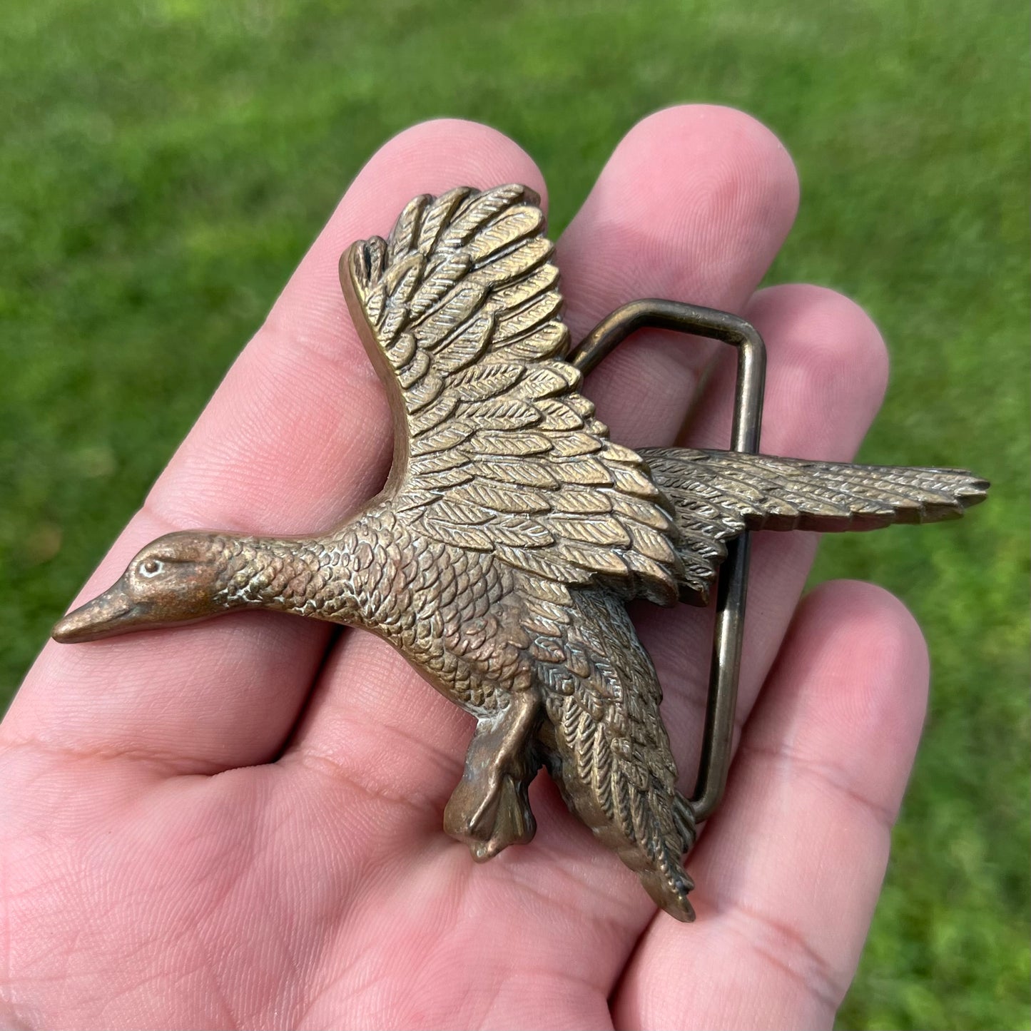 1978 Brass duck belt buckle.