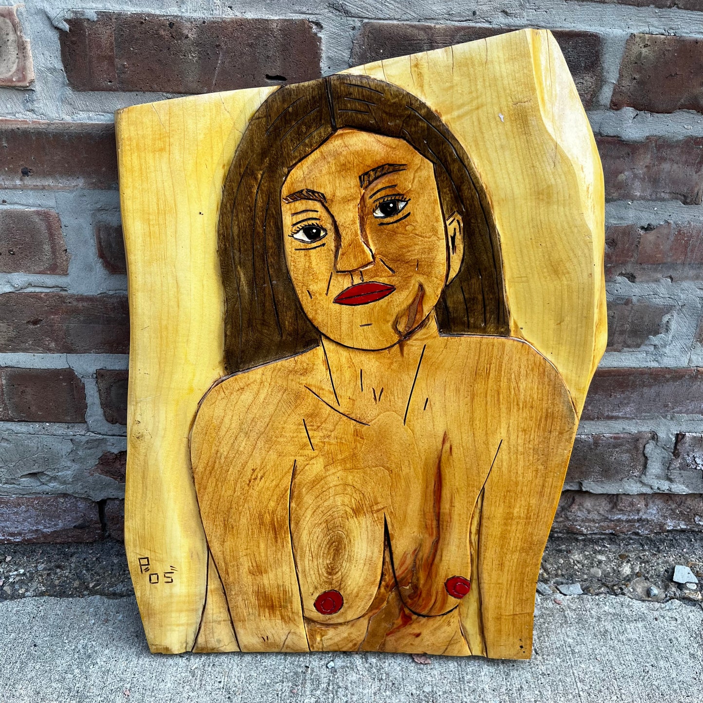 Vintage double sided hand carved women.