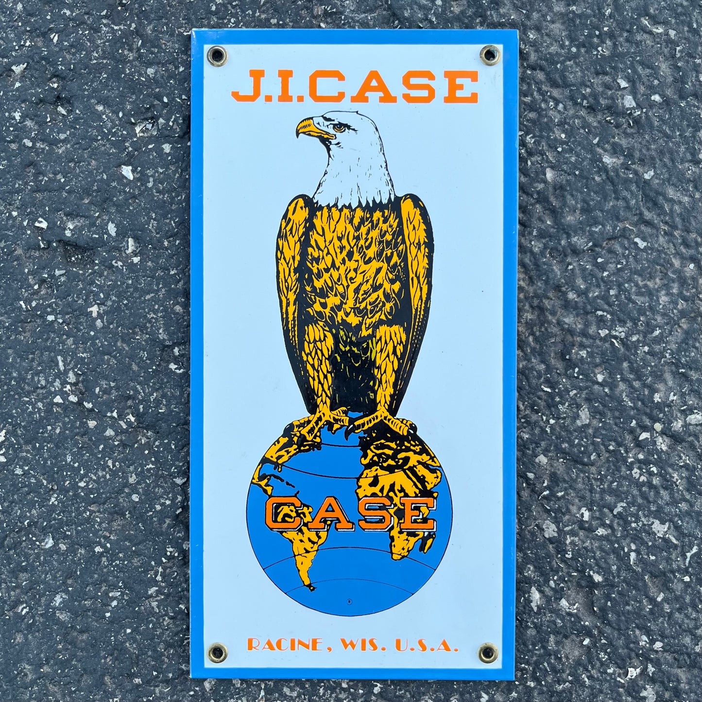 1980s Porcelain “J.I. Case” sign.