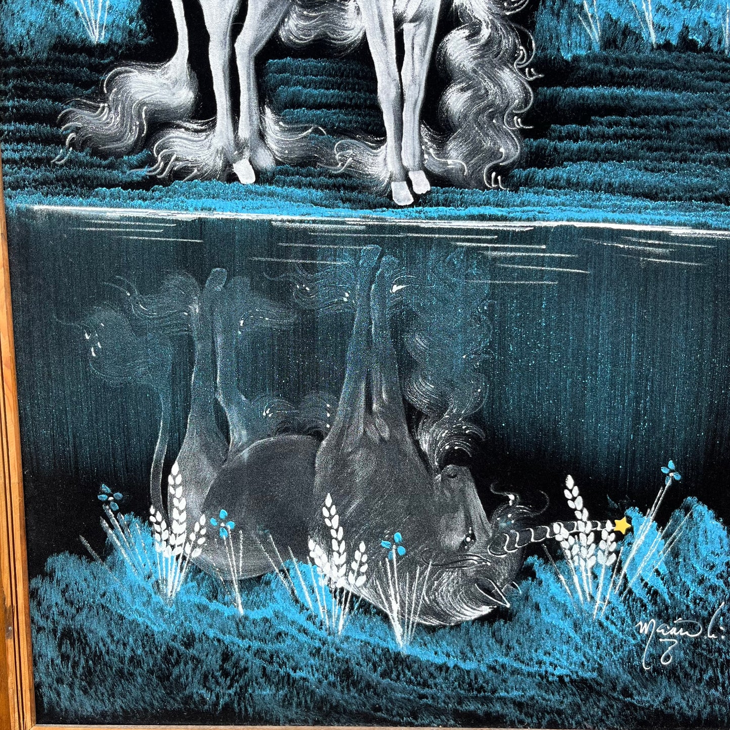 1970s Unicorn on black velvet.