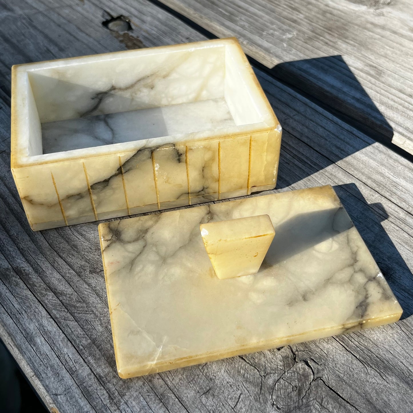 1950s Marble ashtray and lighter set.
