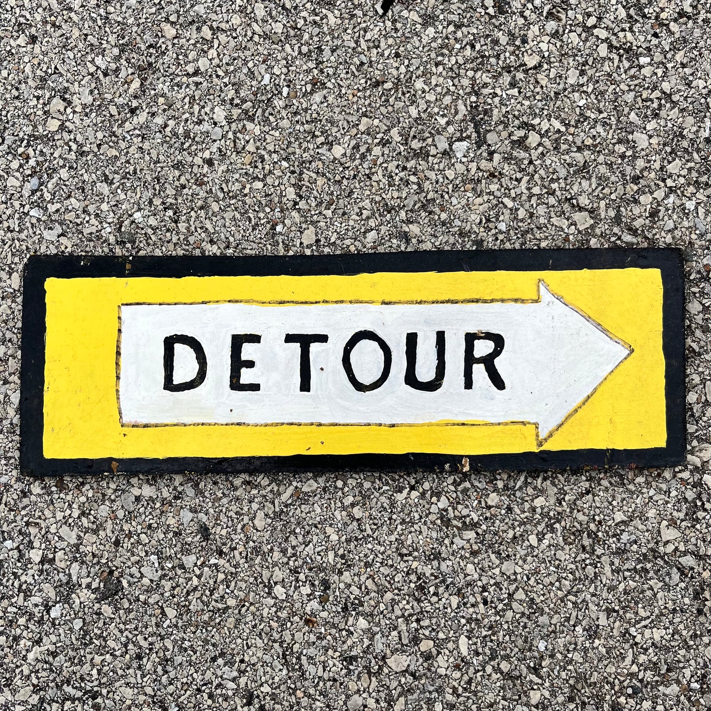 1980s Wooden Detour sign.