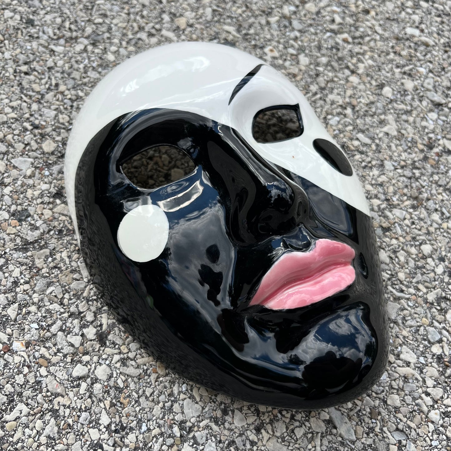 1980s Ceramic ying yang mask.