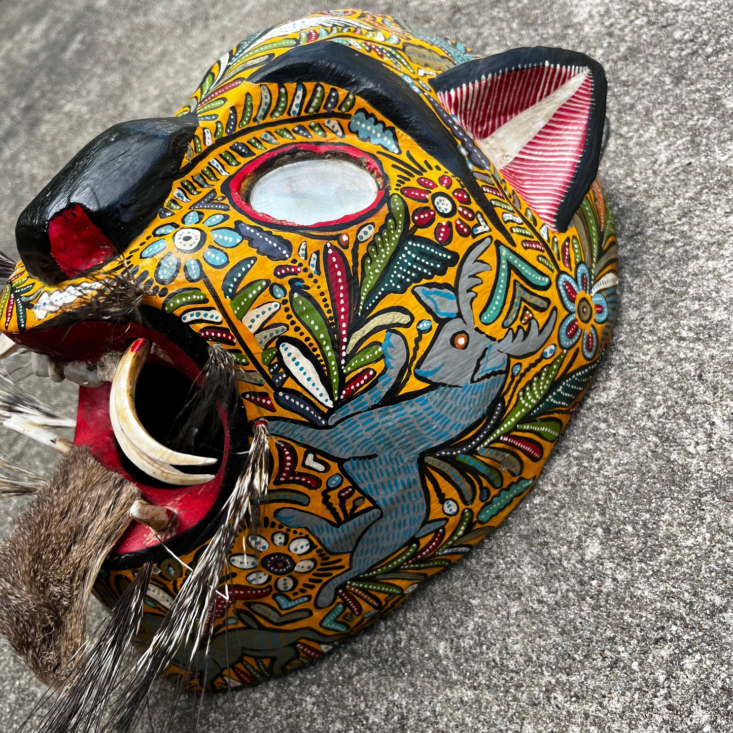 Vintage Danza Del Tigre jaguar mask.