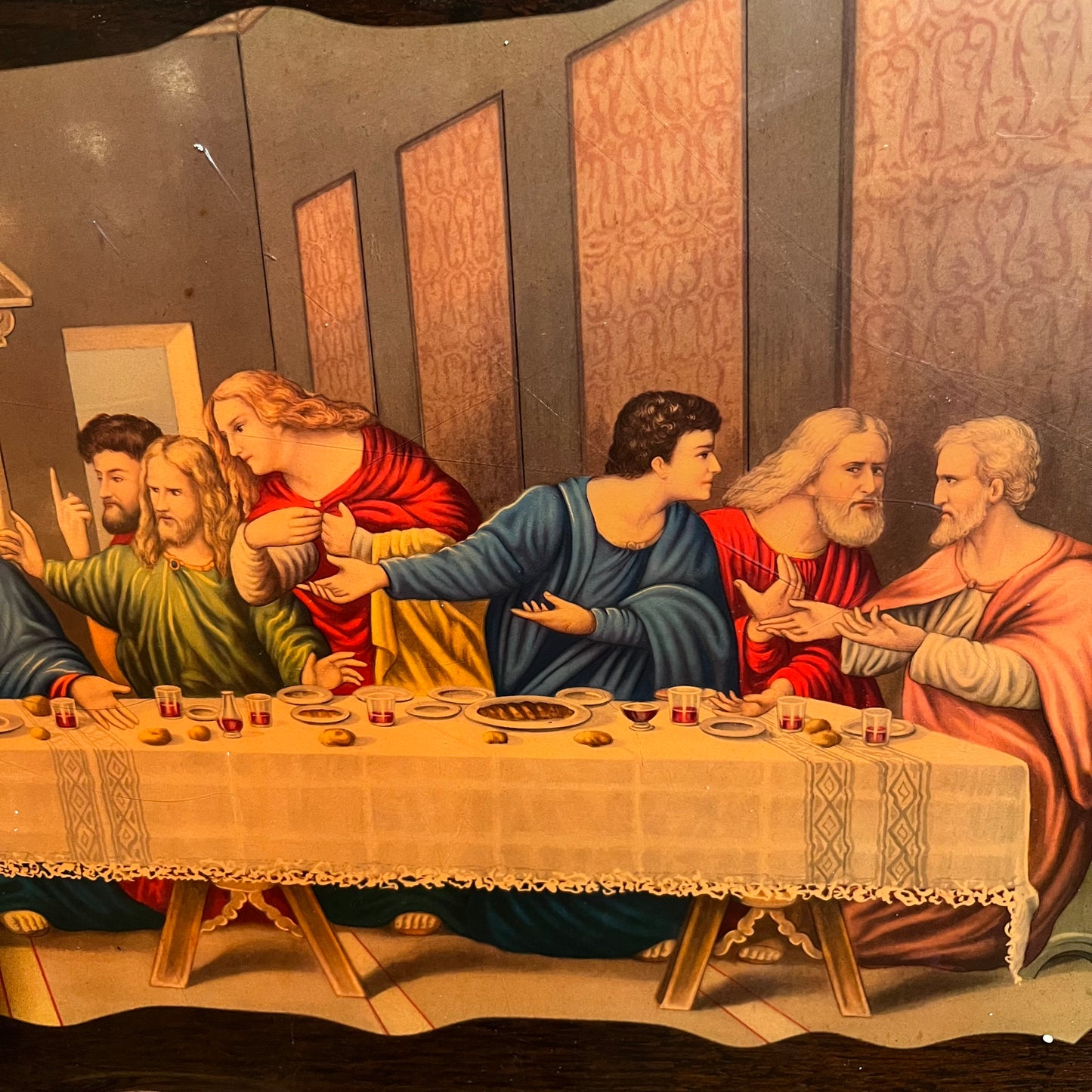 1980s Wooden last supper plaque.
