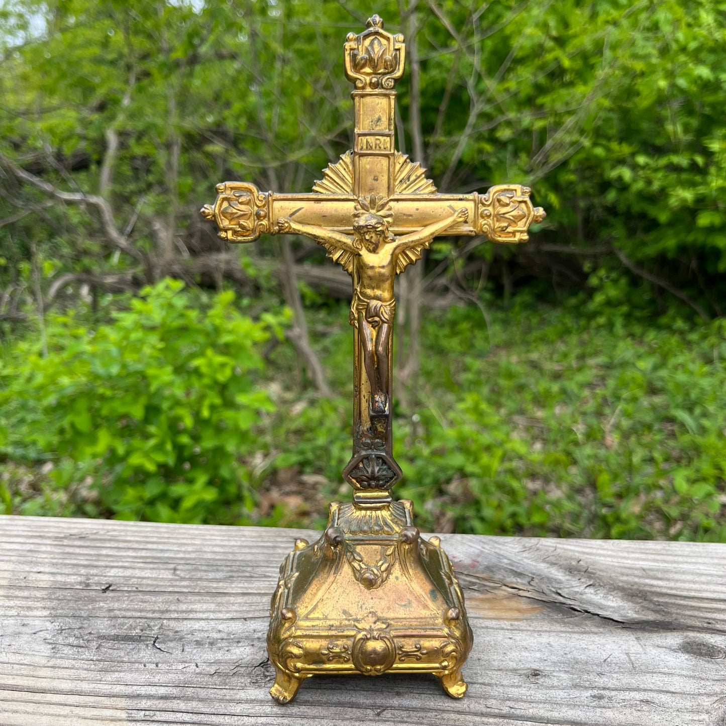 Vintage standing crucifix.