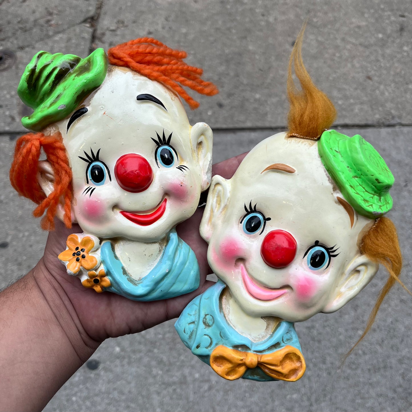 1960s Enesco clown plaques. (Chipped)