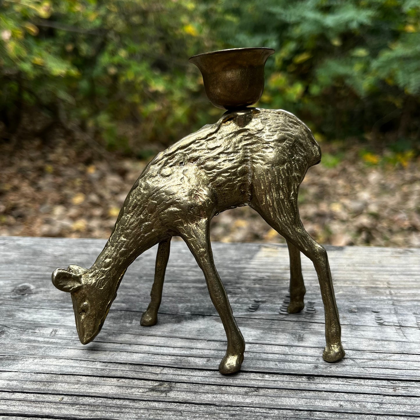 Vintage Brass deer candle holder.