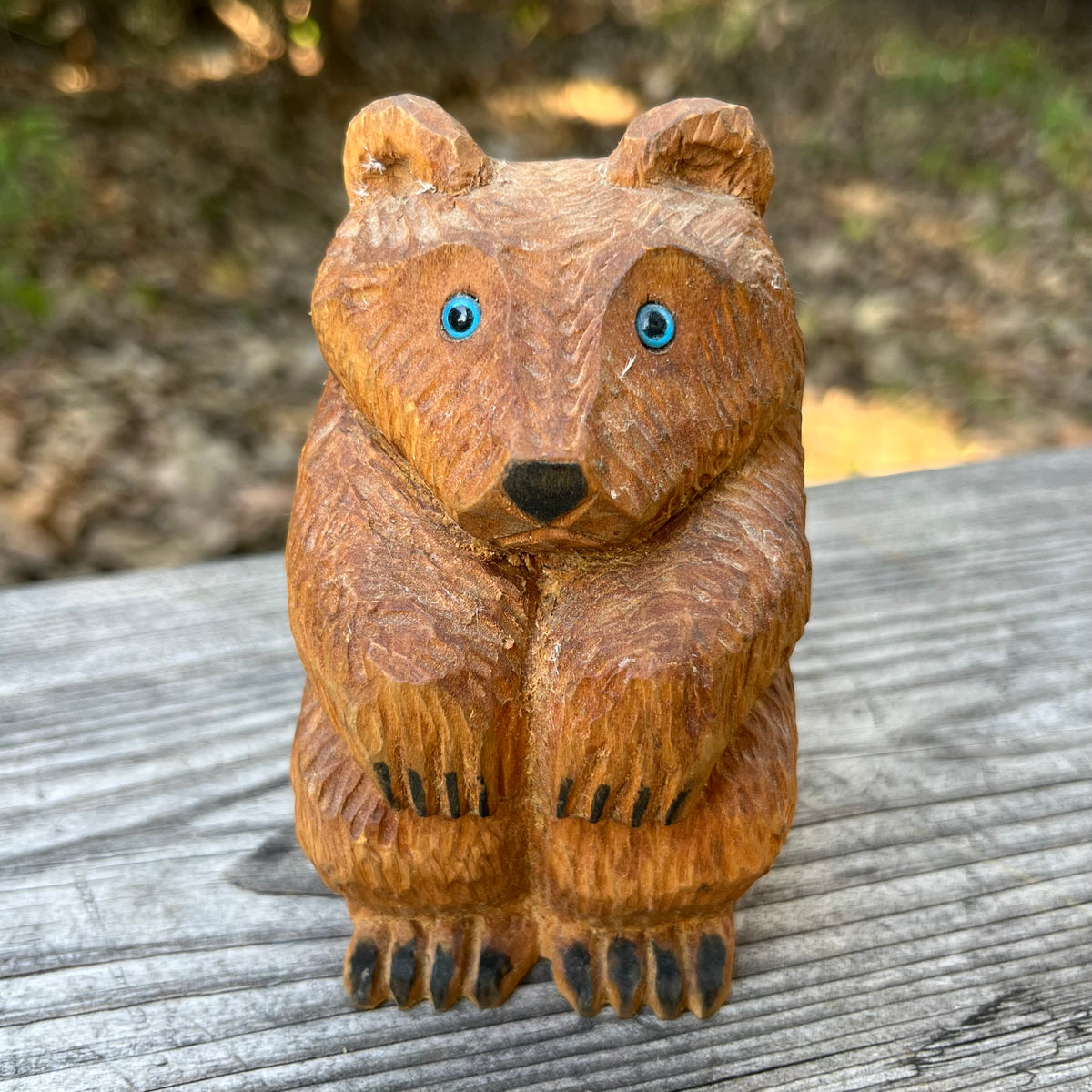 Vintage hand carved brown bear.