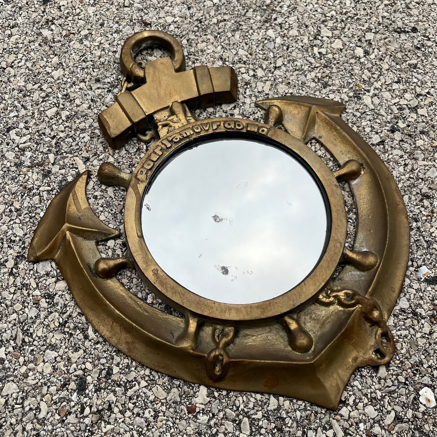 Vintage Brass anchor mirror.