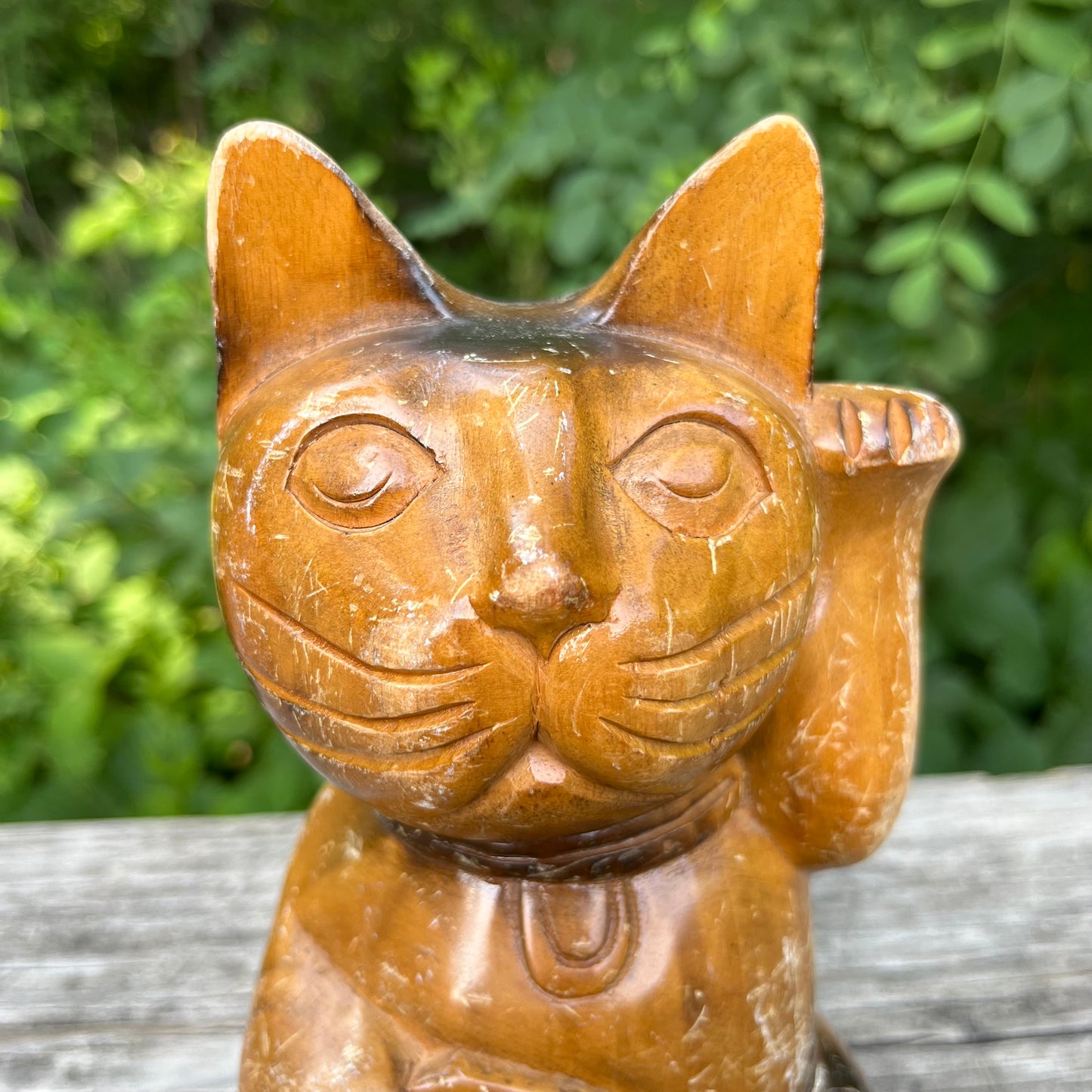 Vintage hand carved Hawaiian lucky cat.