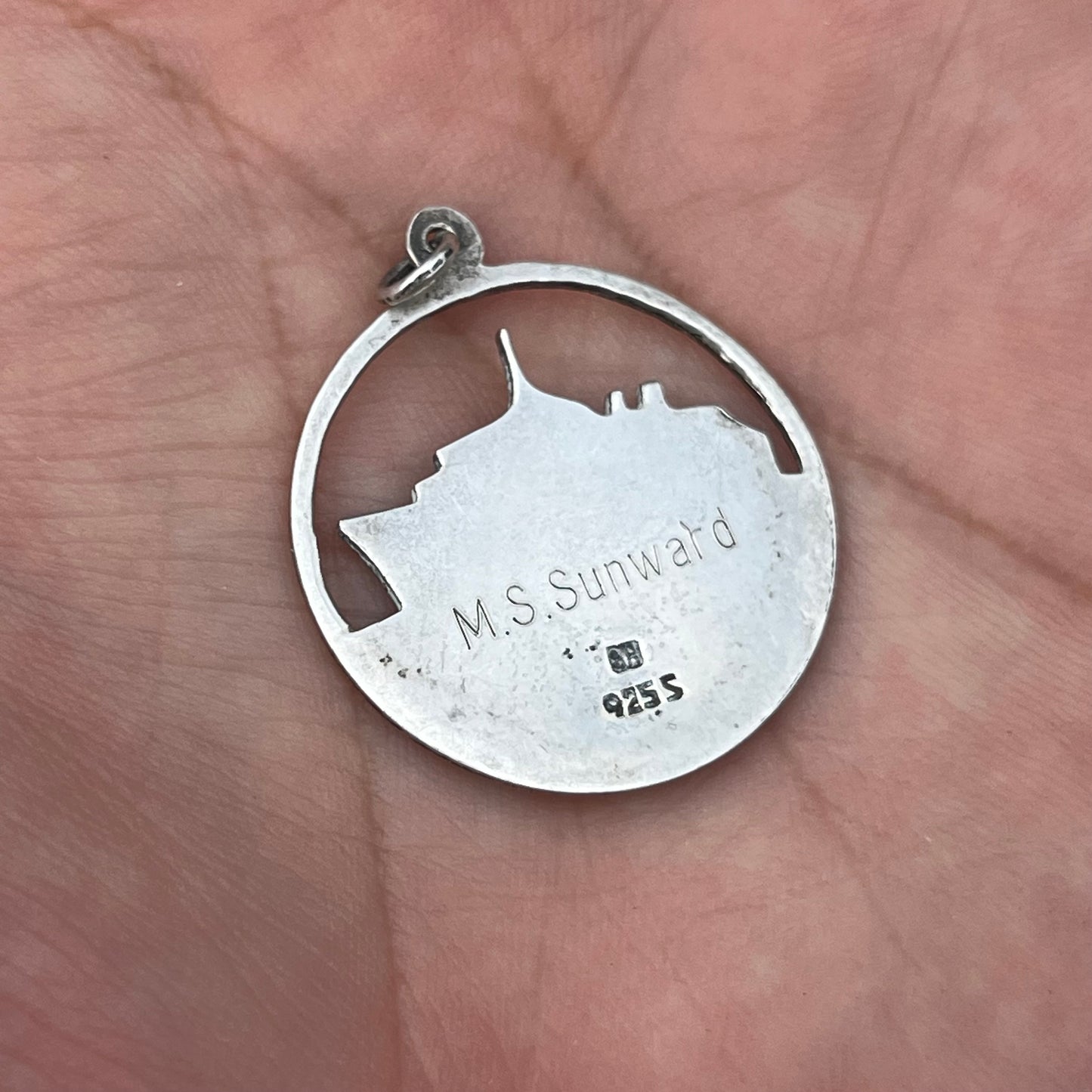 Vintage Sterling silver cruise ship pendant.