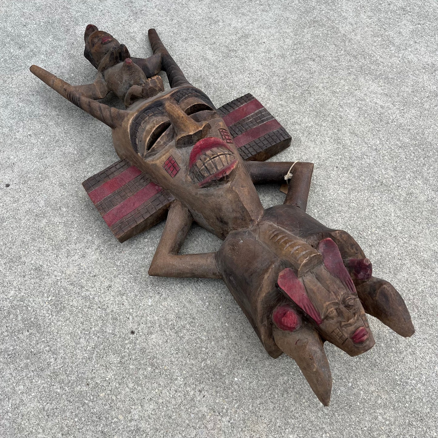 Vintage hand carved Senufo Kpelie mask.