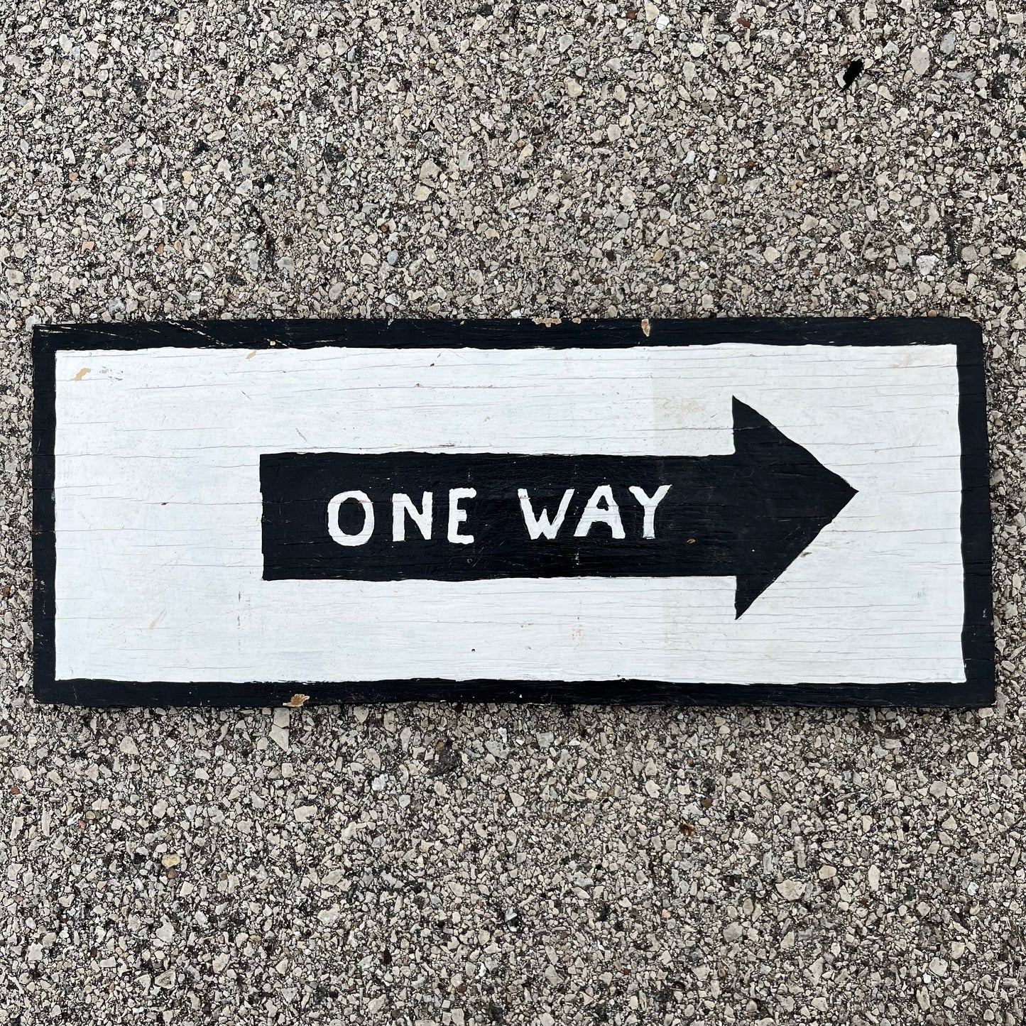 1980s Wooden One Way sign.