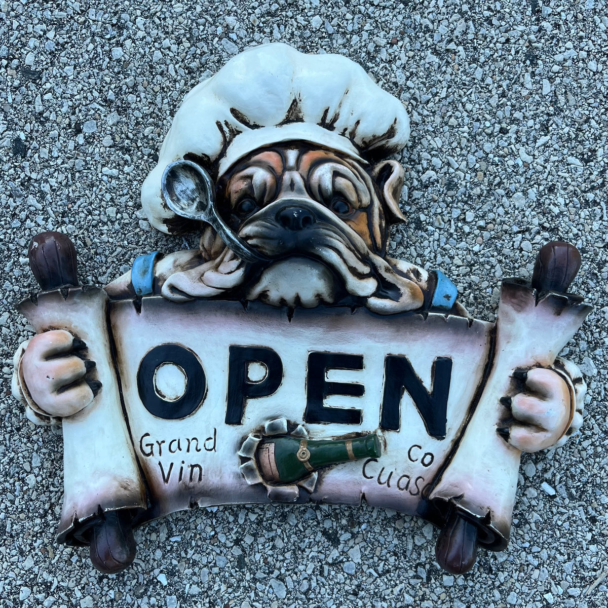 90s Resin Bulldog chef plaque.
