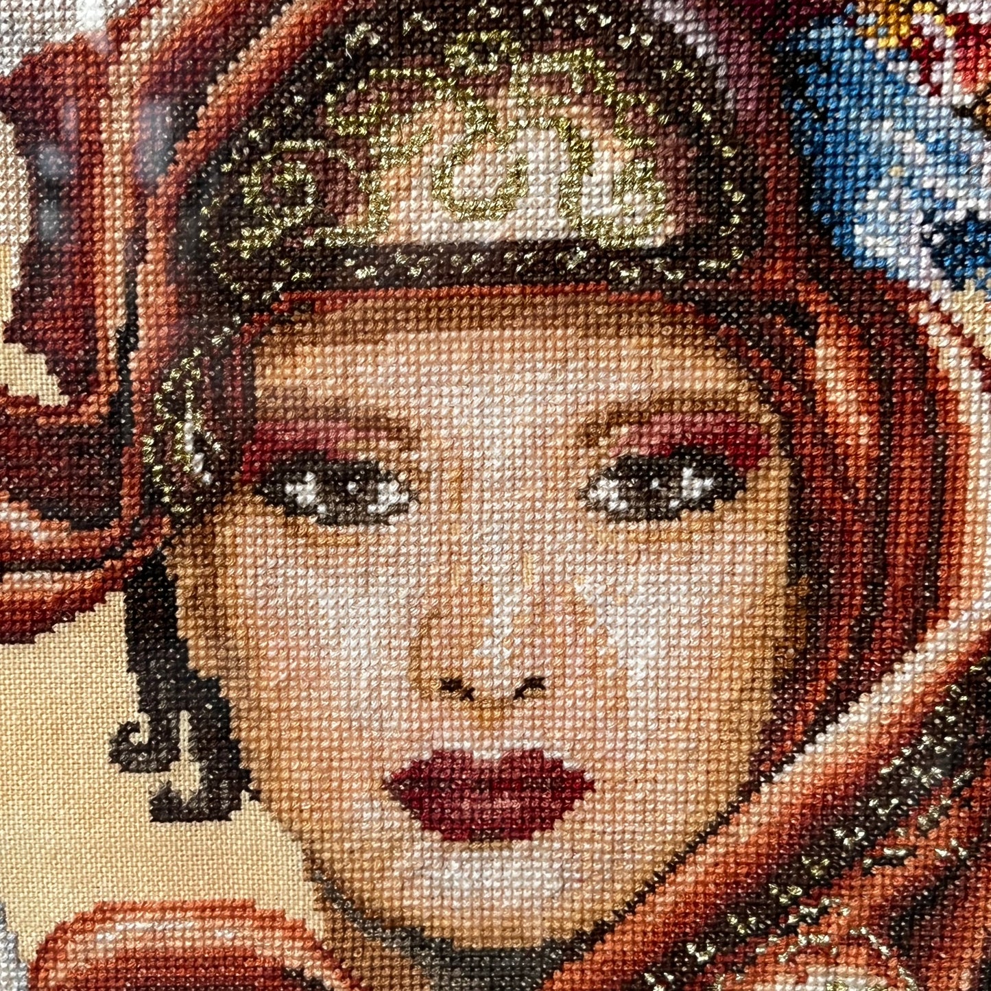 1970s Masquerade ball needlepoint.