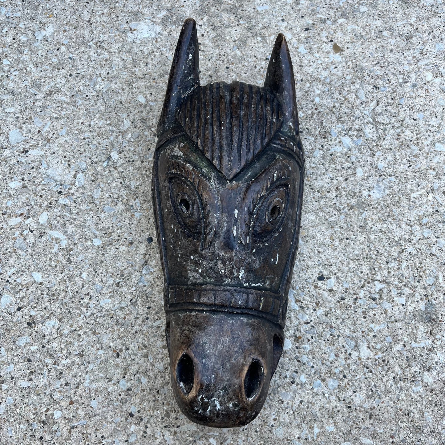 Vintage hand crafted Nepali donkey mask.