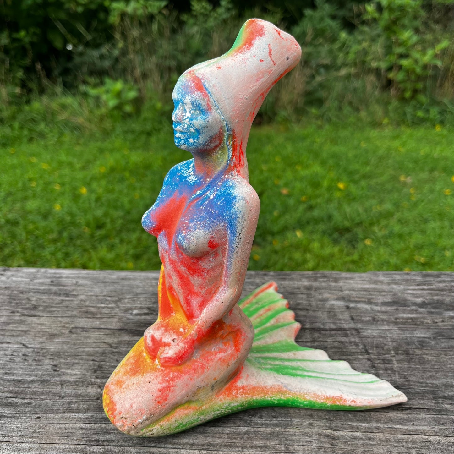 Vintage chalkware mermaid vase.