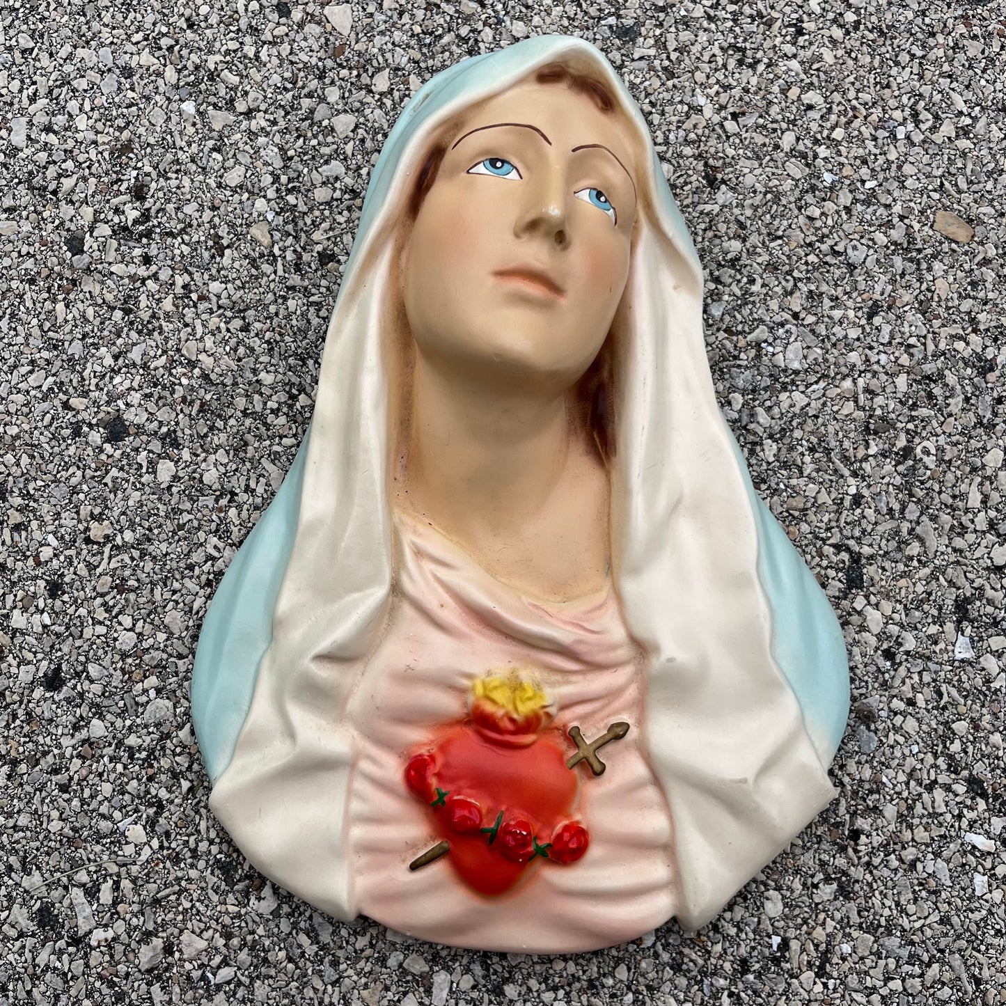 1950s Chalkware Immaculate heart of Mary bust.