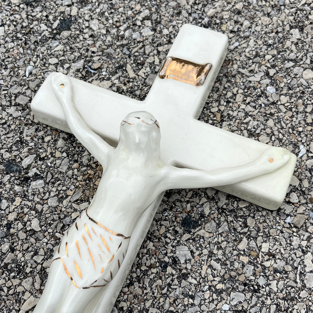 Vintage ceramic Inri crucifix