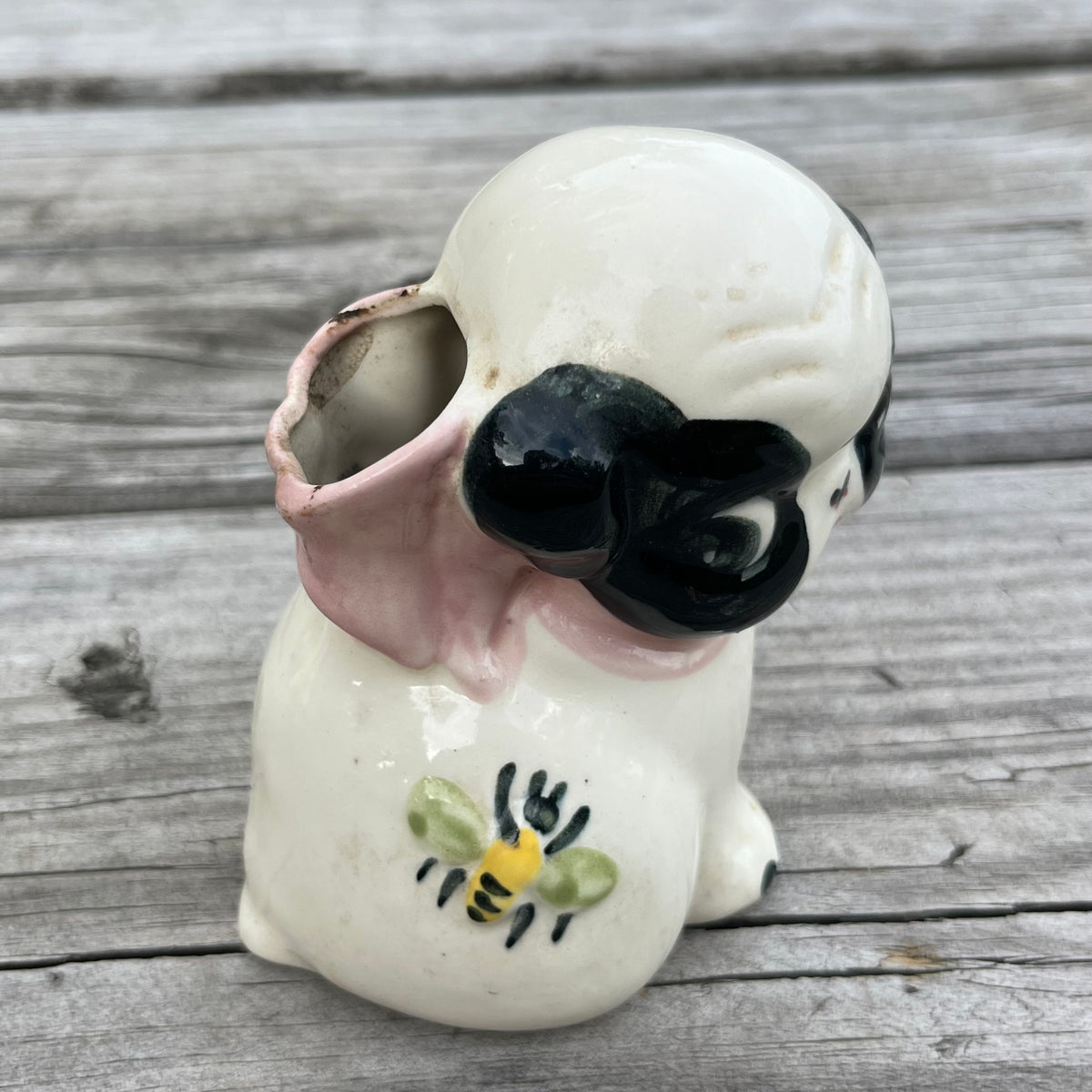 1940s Block pottery pup planter.